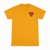 angry-miner-front-design Angry Miner mustard/yellow streetwear t-shirt, front view printed tee.