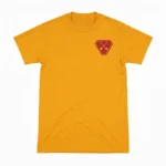 Angry Miner mustard/yellow streetwear t-shirt, front view printed tee.