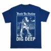 Demolition Dept. blue streetwear t-shirt, back view.