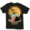 Black “Sunset Camp” graphic T-shirt by Dig Deep, back design.