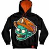 dig-deep-hoodie Front view of black Angry Zombie hoodie by Dig Deep