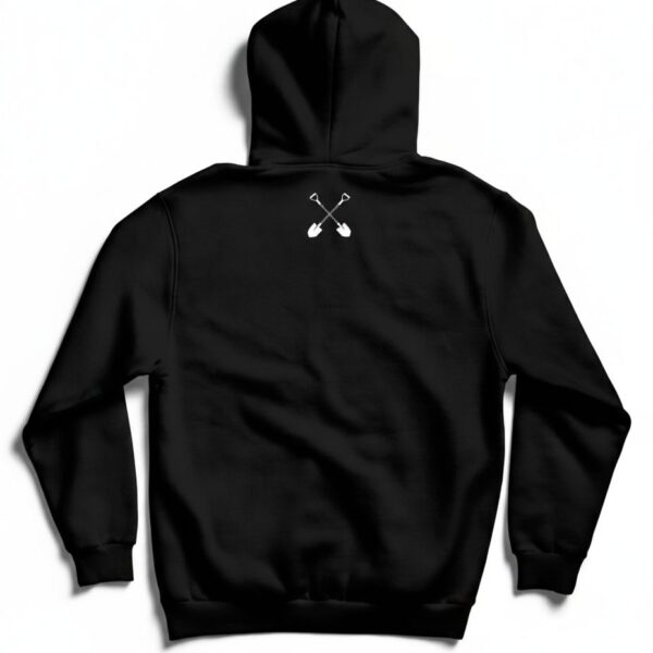 Back view of black Angry Zombie hoodie by Dig Deep