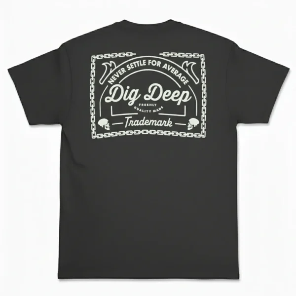 Shovels and Chainz grey t-shirt by Dig Deep back design.